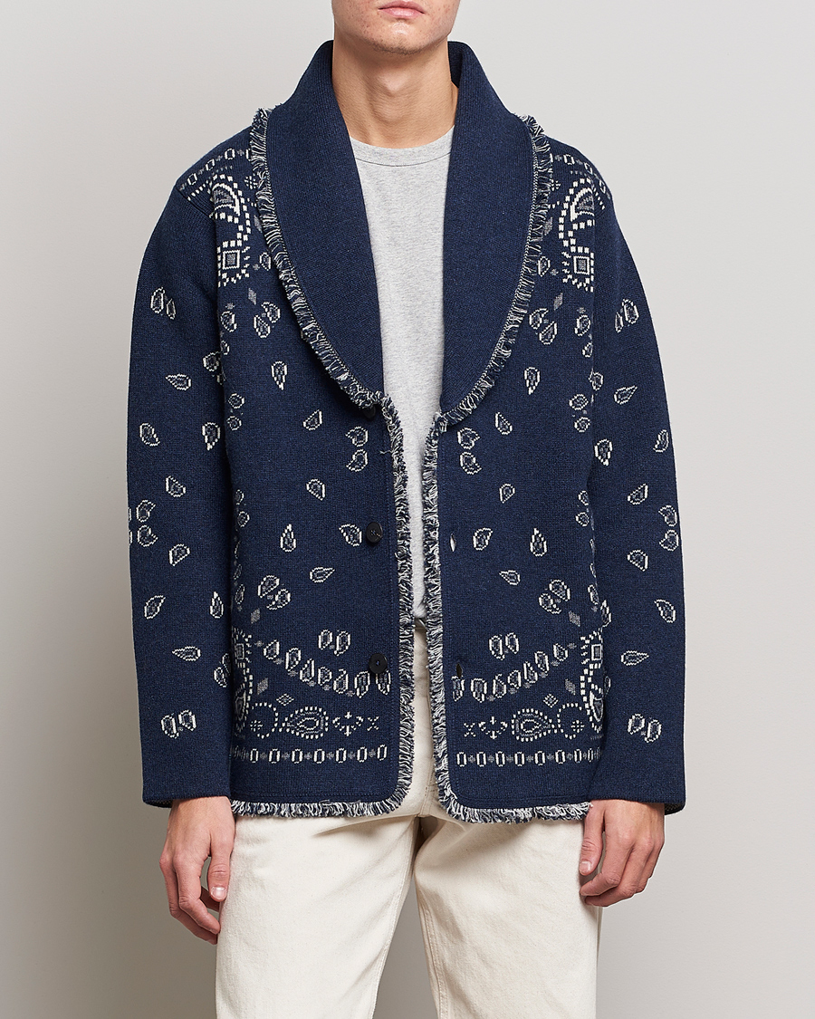 Hombres | Jerséis y prendas de punto | Alanui | Icon Cashmere Jacquard Cardigan Navy