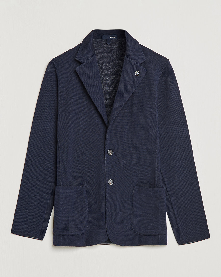 Hombres | Blazers | Lardini | Knitted Wool Blazer Navy