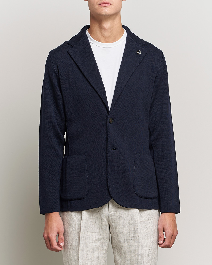 Hombres | Blazers | Lardini | Knitted Wool Blazer Navy