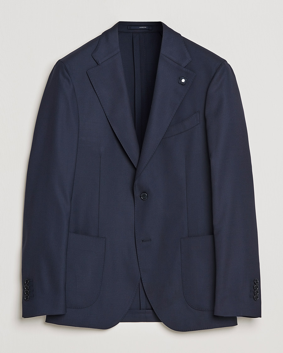 Hombres | Blazers | Lardini | Patch Pocket Wool Blazer Navy