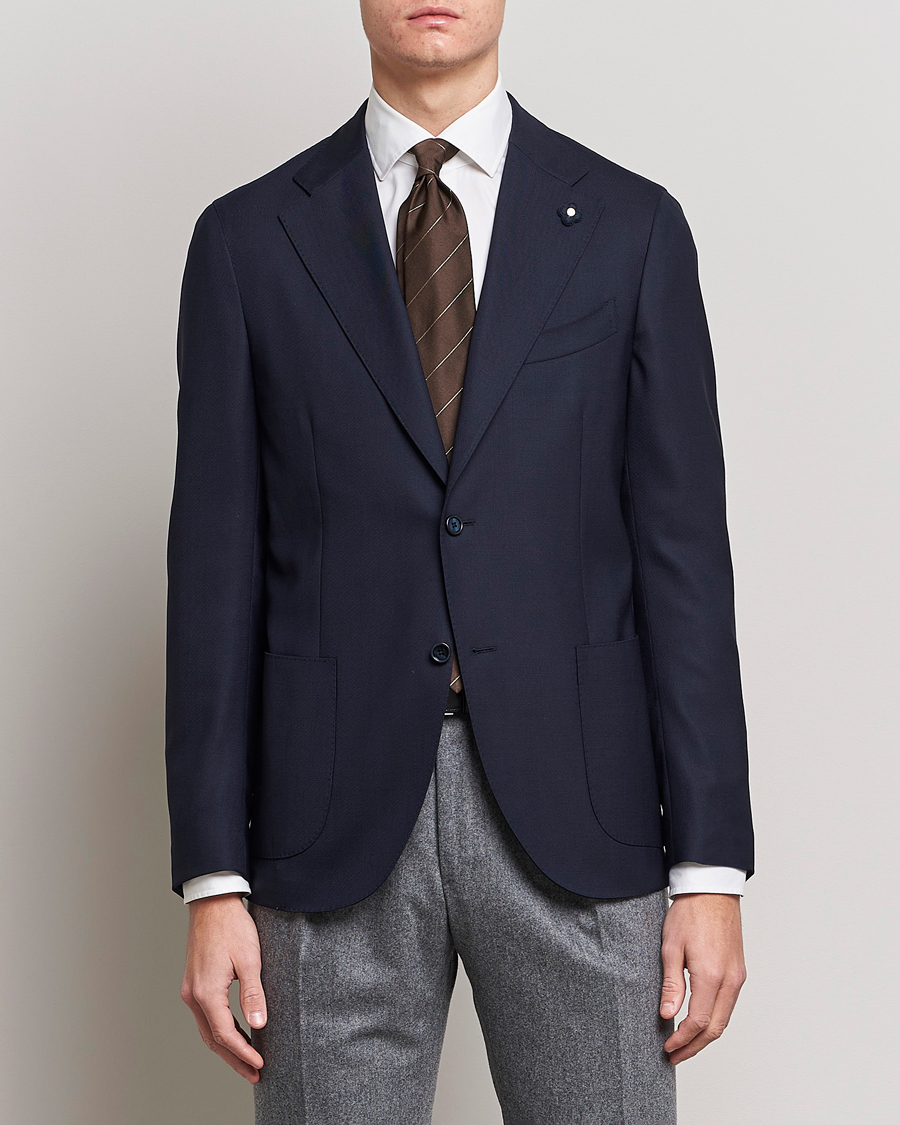 Hombres | Formal Wear | Lardini | Patch Pocket Wool Blazer Navy