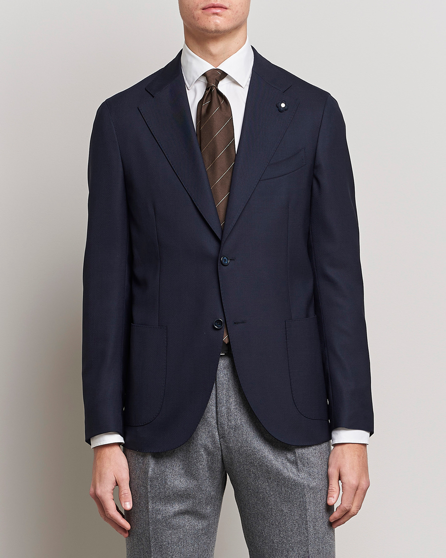Hombres | Blazers | Lardini | Patch Pocket Wool Blazer Navy