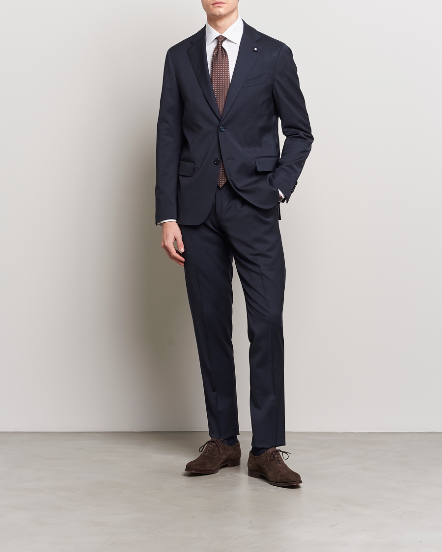 Hombres | Blazers | Lardini | Two Button Wool Blazer Navy