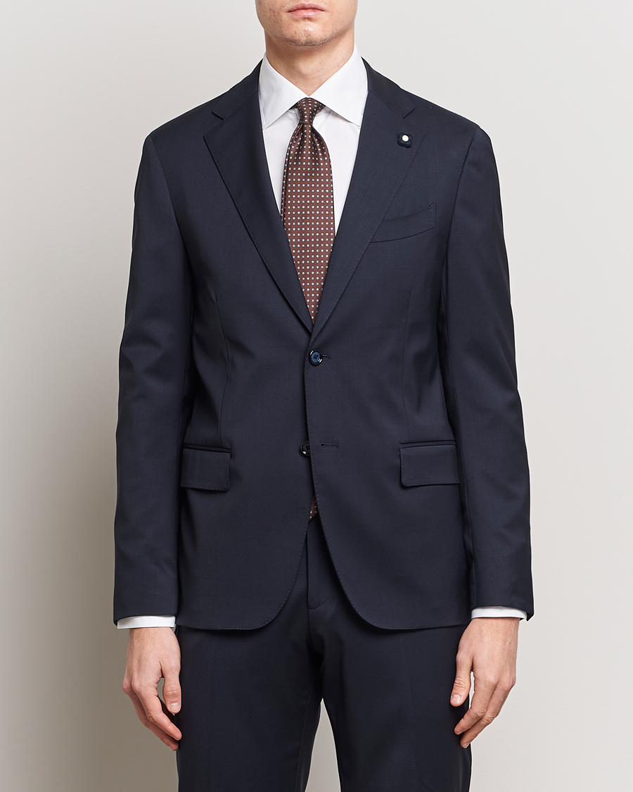 Hombres | Blazers | Lardini | Two Button Wool Blazer Navy