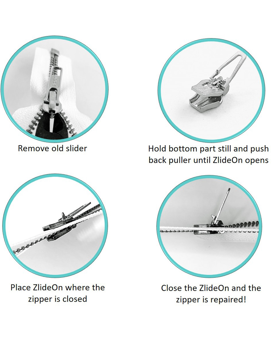 Hombres | Reparación | ZlideOn | Normal  Plastic & Metal Zipper Black XXS 