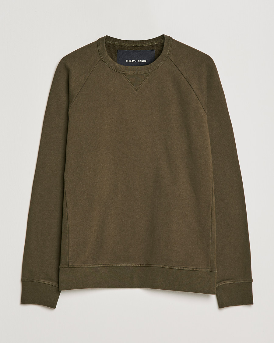 Hombres | Jerséis y prendas de punto | Replay | Sartoriale Jersey Crew Neck Sweatshirt Military