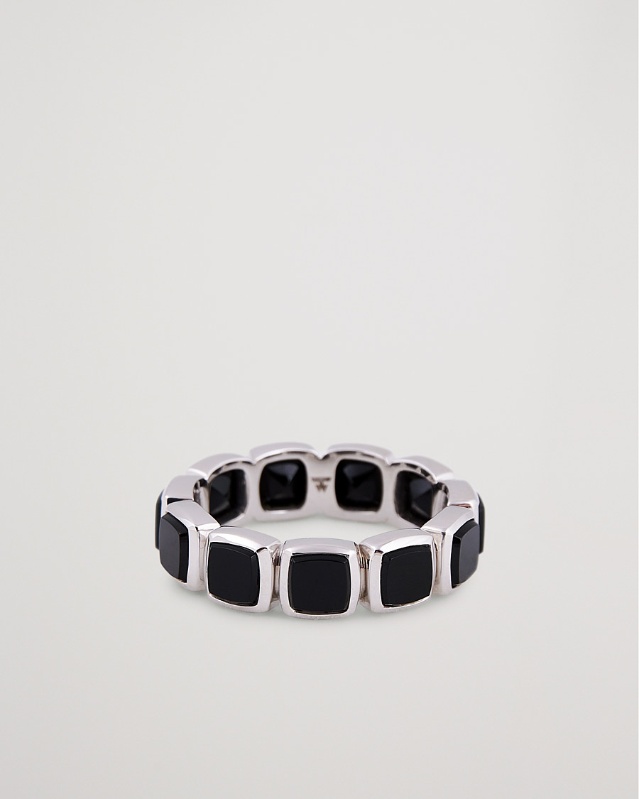 Hombres | Tom Wood Cushion Band Black Onyx Ring Silver | Tom Wood | Cushion Band Black Onyx Ring Silver