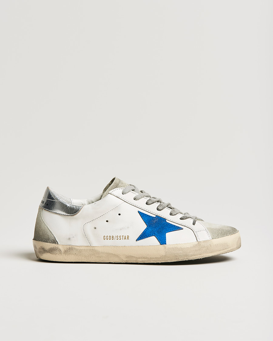 Hombres | Golden Goose Deluxe Brand Super-Star Sneakers White/Electric Blue | Golden Goose | Deluxe Brand Super-Star Sneakers White/Electric Blue