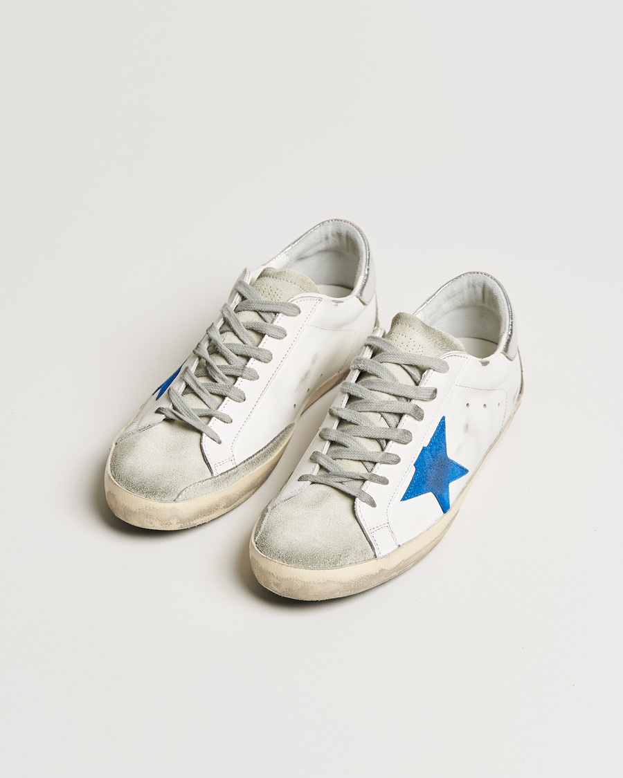 Hombres | Golden Goose Deluxe Brand Super-Star Sneakers White/Electric Blue | Golden Goose | Deluxe Brand Super-Star Sneakers White/Electric Blue