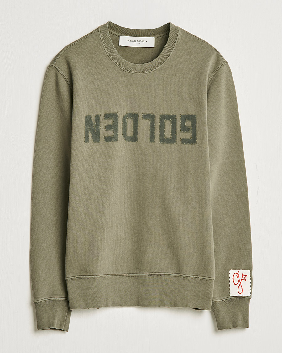 Hombres | Jerséis y prendas de punto | Golden Goose | Deluxe Brand Distressed Cotton Sweatshirt Dusty Olive