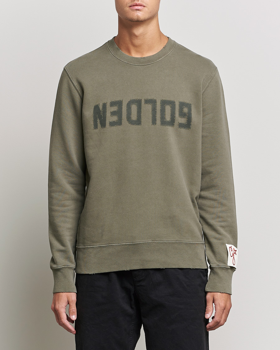 Hombres | Jerséis y prendas de punto | Golden Goose | Deluxe Brand Distressed Cotton Sweatshirt Dusty Olive