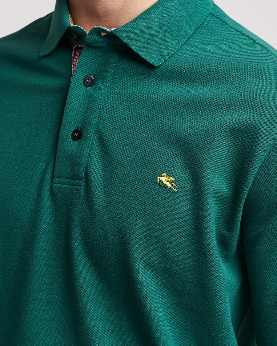 Hombres | Jerséis y prendas de punto | Etro | Long Sleeve Contrast Paisley Polo Emerald