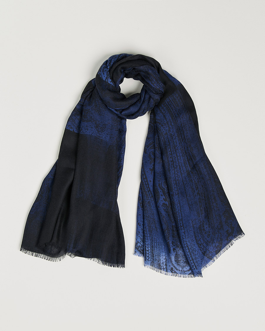 Hombres | Etro Printed Cashmere Scarf Navy | Etro | Printed Cashmere Scarf Navy