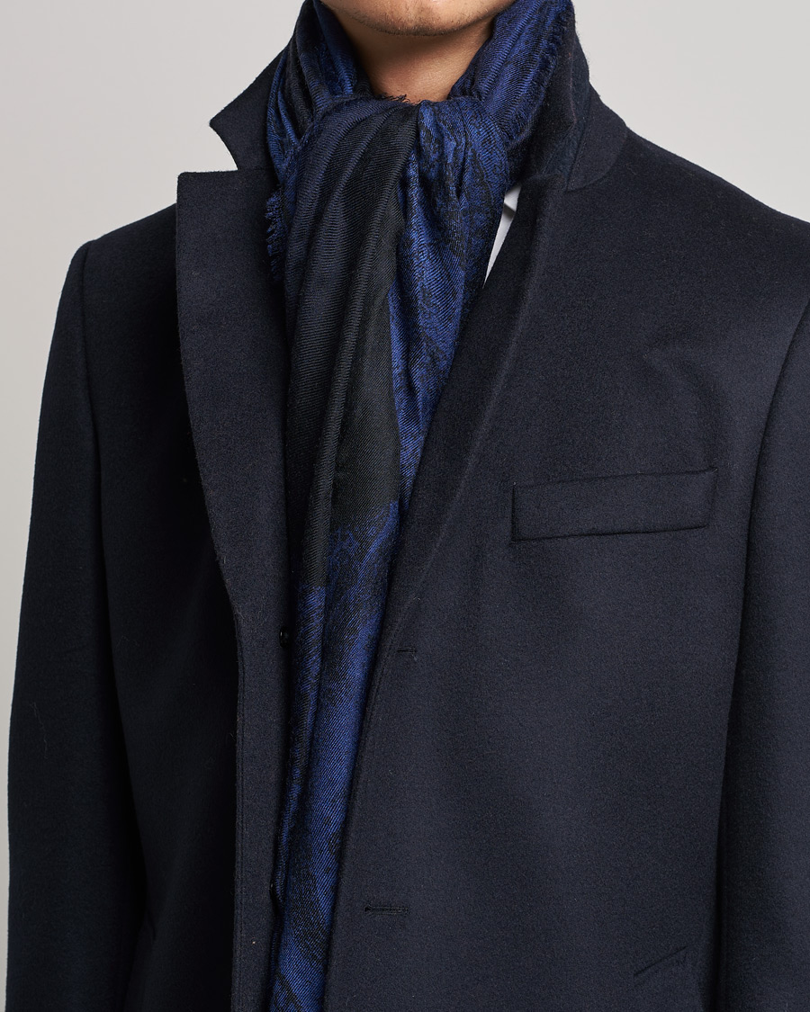 Hombres | Etro Printed Cashmere Scarf Navy | Etro | Printed Cashmere Scarf Navy