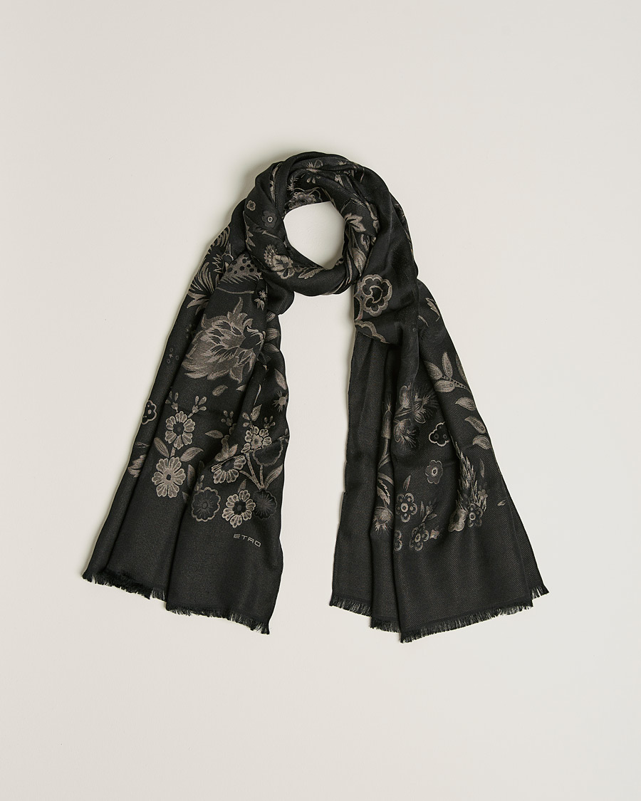 Hombres | Etro Floral Jacquard Scarf Black | Etro | Floral Jacquard Scarf Black