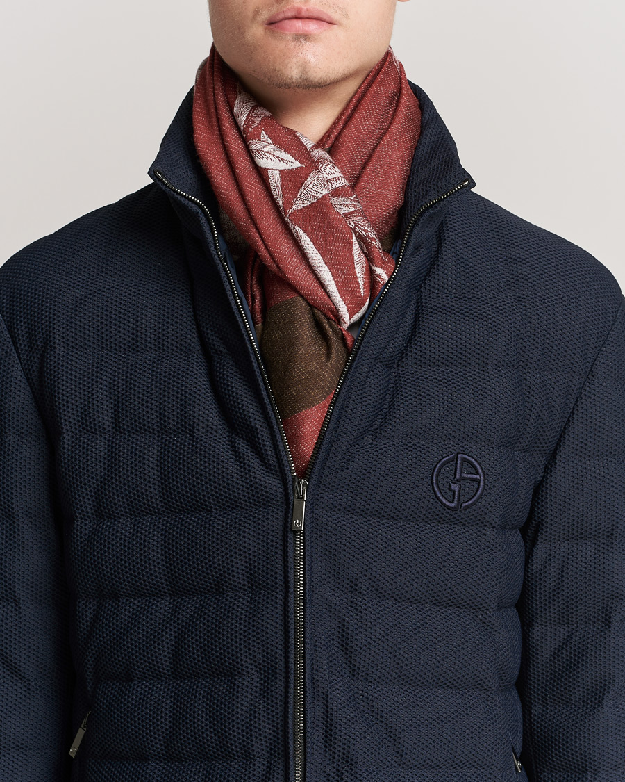 Hombres | Etro Houndstooth Jacquard Scarf Burgundy/Brown | Etro | Houndstooth Jacquard Scarf Burgundy/Brown