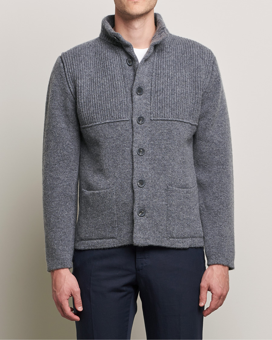 Hombres | Jerséis y prendas de punto | Inis Meáin | Heavy Wool Cardigan Grey