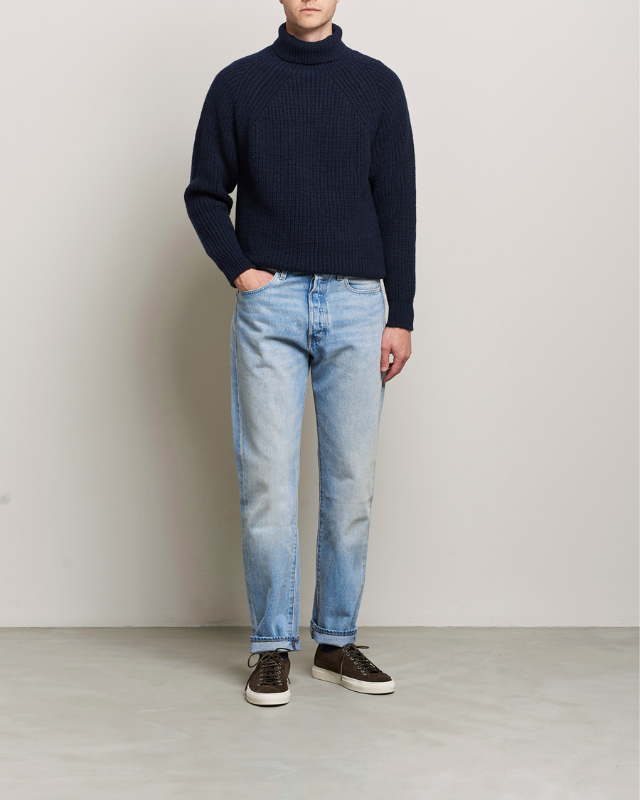 Hombres | Jerséis y prendas de punto | Inis Meáin | Wool/Cashmere Boatbuilder Turtleneck Navy