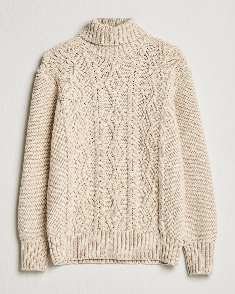 Hombres | Jerséis y prendas de punto | Inis Meáin | Wool/Cashmere Aran Turtleneck Beige