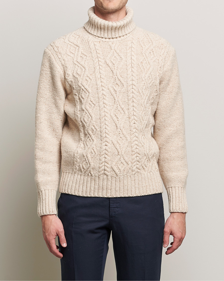 Hombres | Jerséis y prendas de punto | Inis Meáin | Wool/Cashmere Aran Turtleneck Beige