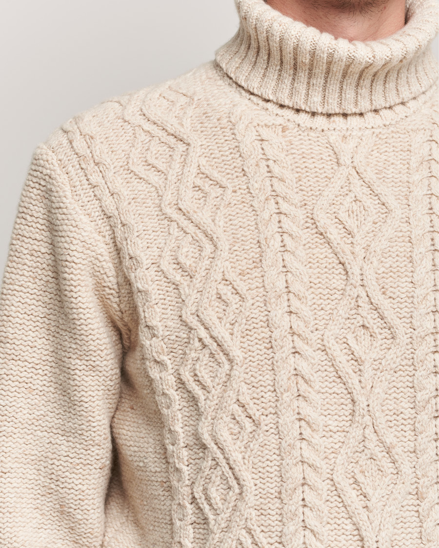 Hombres | Jerséis y prendas de punto | Inis Meáin | Wool/Cashmere Aran Turtleneck Beige