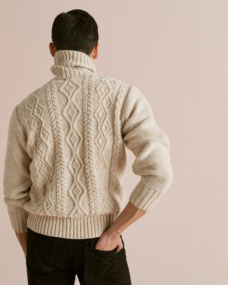 Hombres | Jerséis y prendas de punto | Inis Meáin | Wool/Cashmere Aran Turtleneck Beige