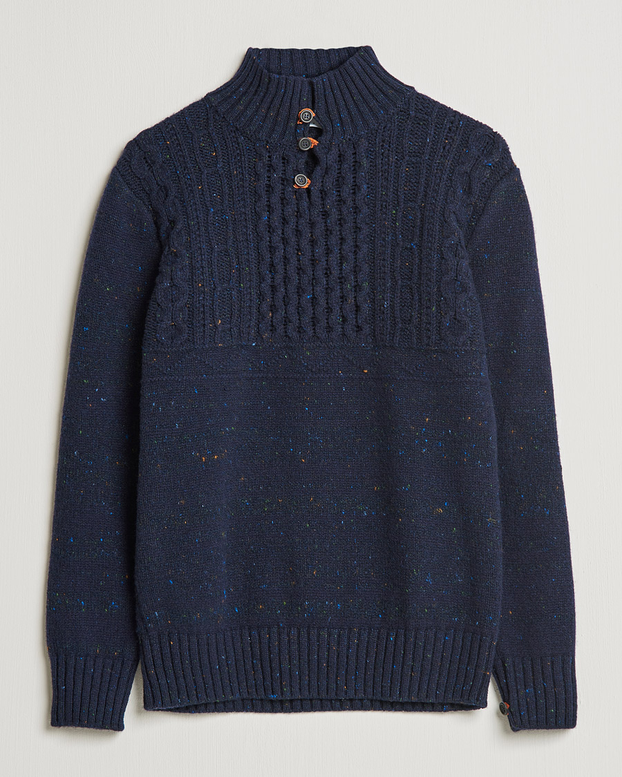 Hombres | Jerséis y prendas de punto | Inis Meáin | Wool/Cashmere Máirtín Beag Galánta Button Neck Navy
