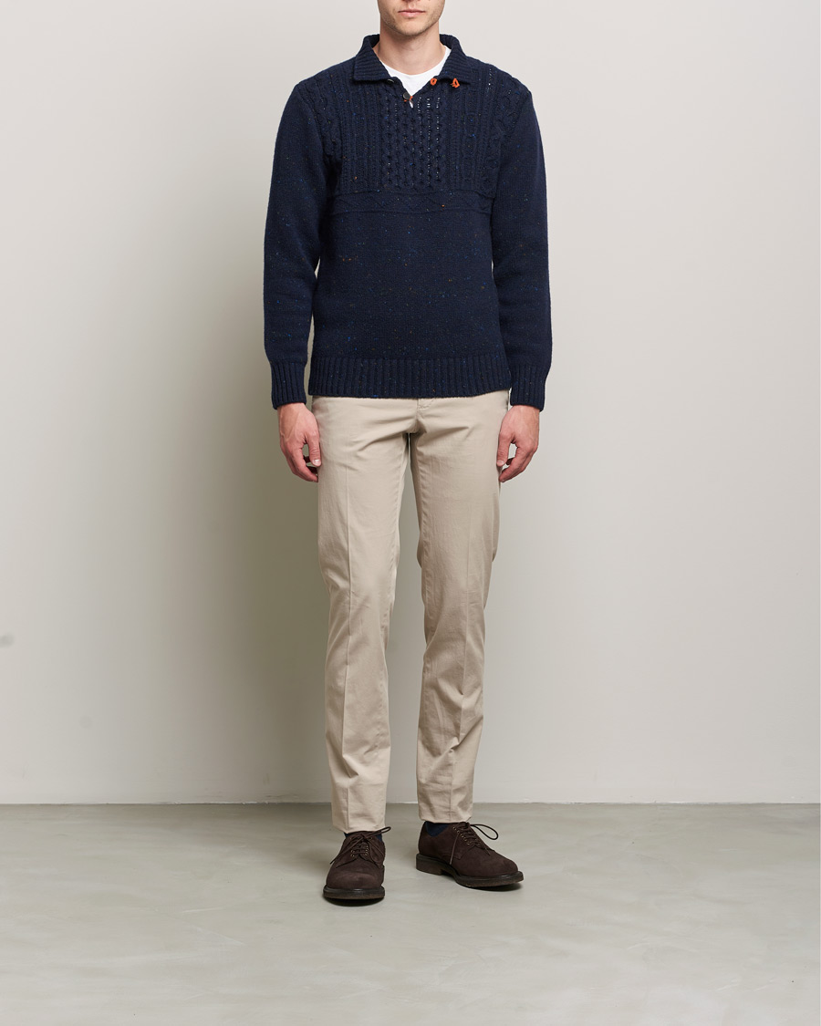 Hombres | Jerséis y prendas de punto | Inis Meáin | Wool/Cashmere Máirtín Beag Galánta Button Neck Navy