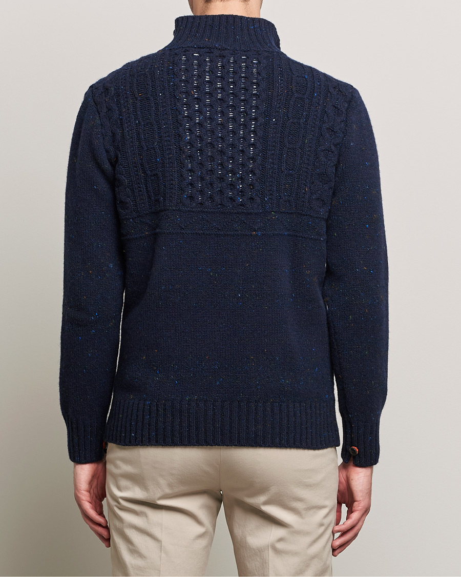 Hombres | Jerséis y prendas de punto | Inis Meáin | Wool/Cashmere Máirtín Beag Galánta Button Neck Navy