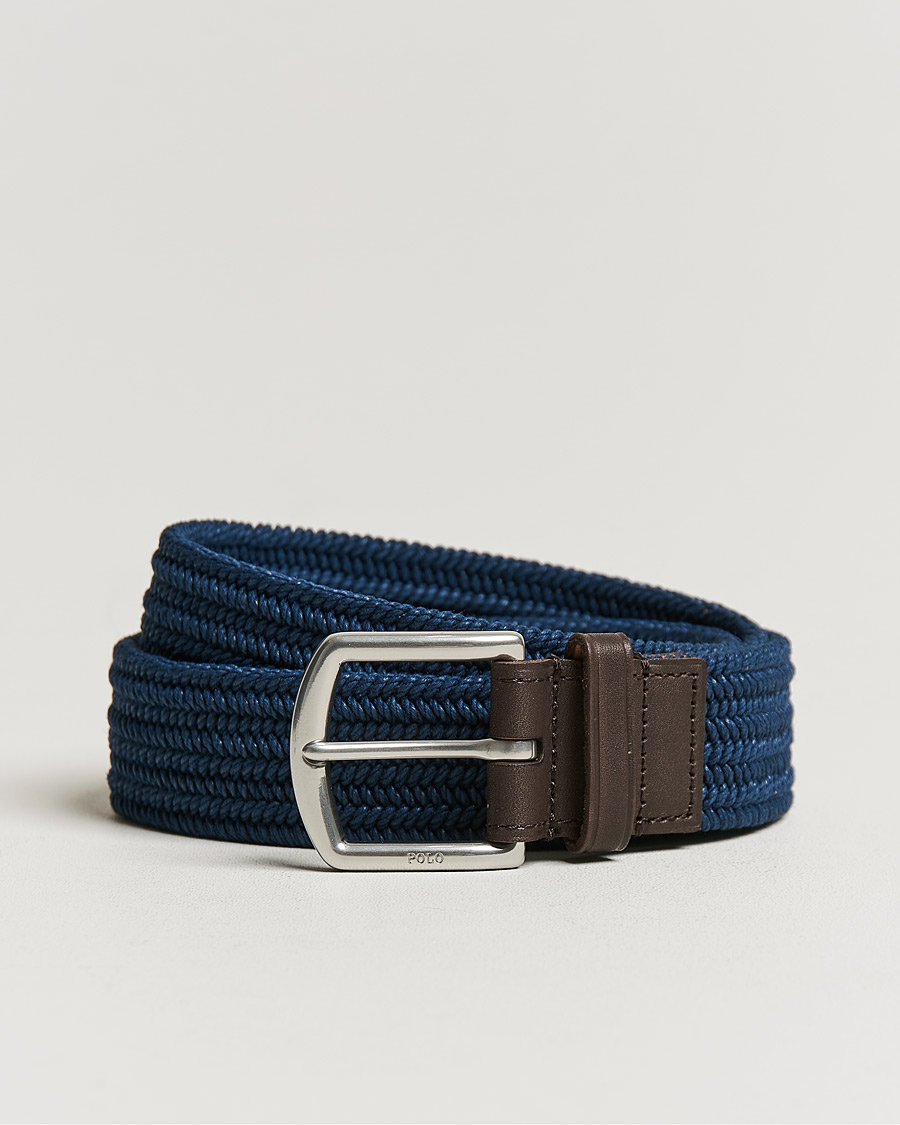 Hombres | Polo Ralph Lauren Braided Cotton Elastic Belt Navy | Polo Ralph Lauren | Braided Cotton Elastic Belt Navy