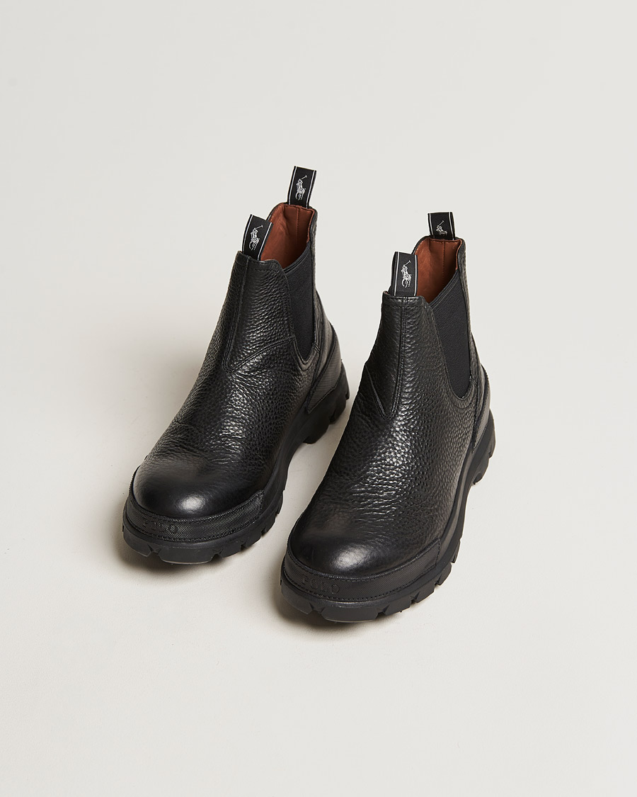 Hombres | Polo Ralph Lauren Oslo Oiled Leather Chelsea Boot Black | Polo Ralph Lauren | Oslo Oiled Leather Chelsea Boot Black