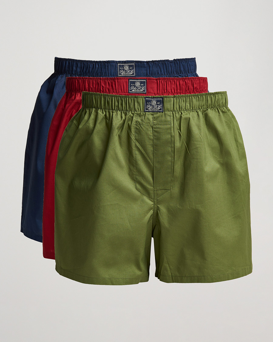 Hombres | Ropa interior y calcetines | Polo Ralph Lauren | 3-Pack Woven Boxer Red/Navy/Army Olive