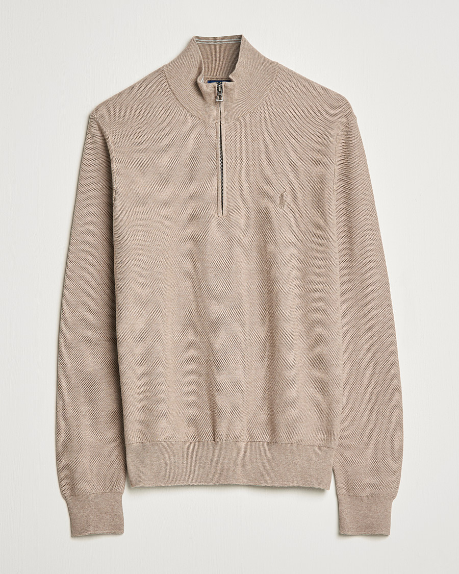 Hombres | Jerséis y prendas de punto | Polo Ralph Lauren | Textured Half-Zip Honey Brown Heather