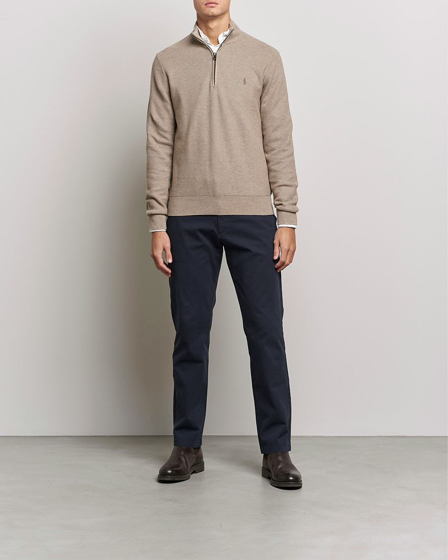 Hombres | Jerséis y prendas de punto | Polo Ralph Lauren | Textured Half-Zip Honey Brown Heather