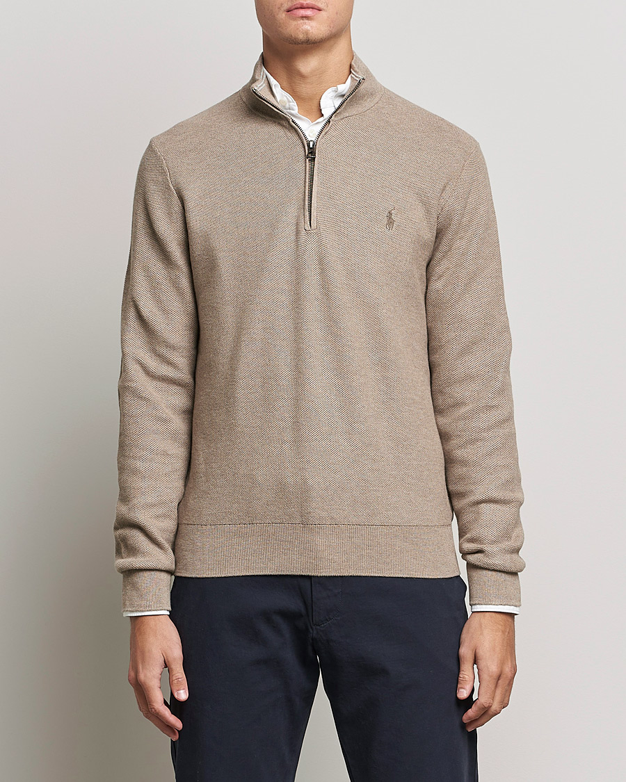 Hombres | Jerséis y prendas de punto | Polo Ralph Lauren | Textured Half-Zip Honey Brown Heather