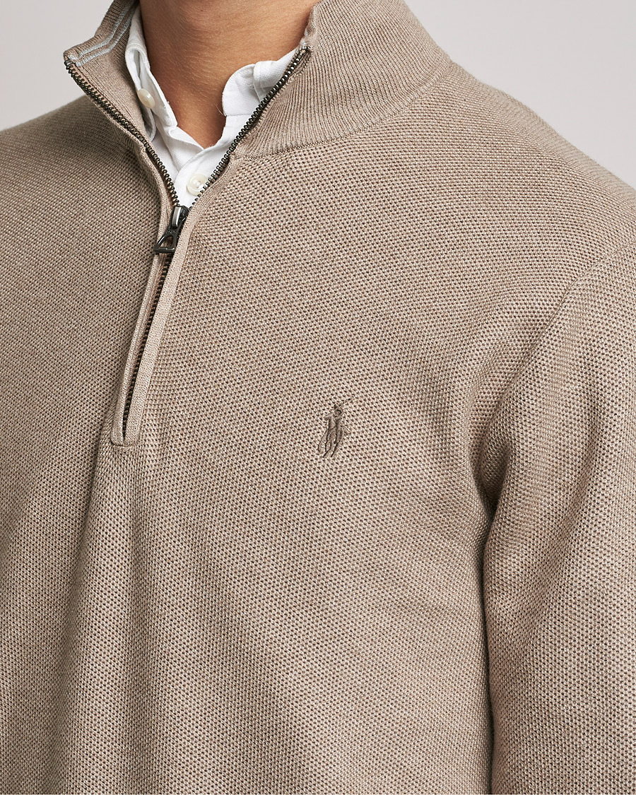 Hombres | Jerséis y prendas de punto | Polo Ralph Lauren | Textured Half-Zip Honey Brown Heather