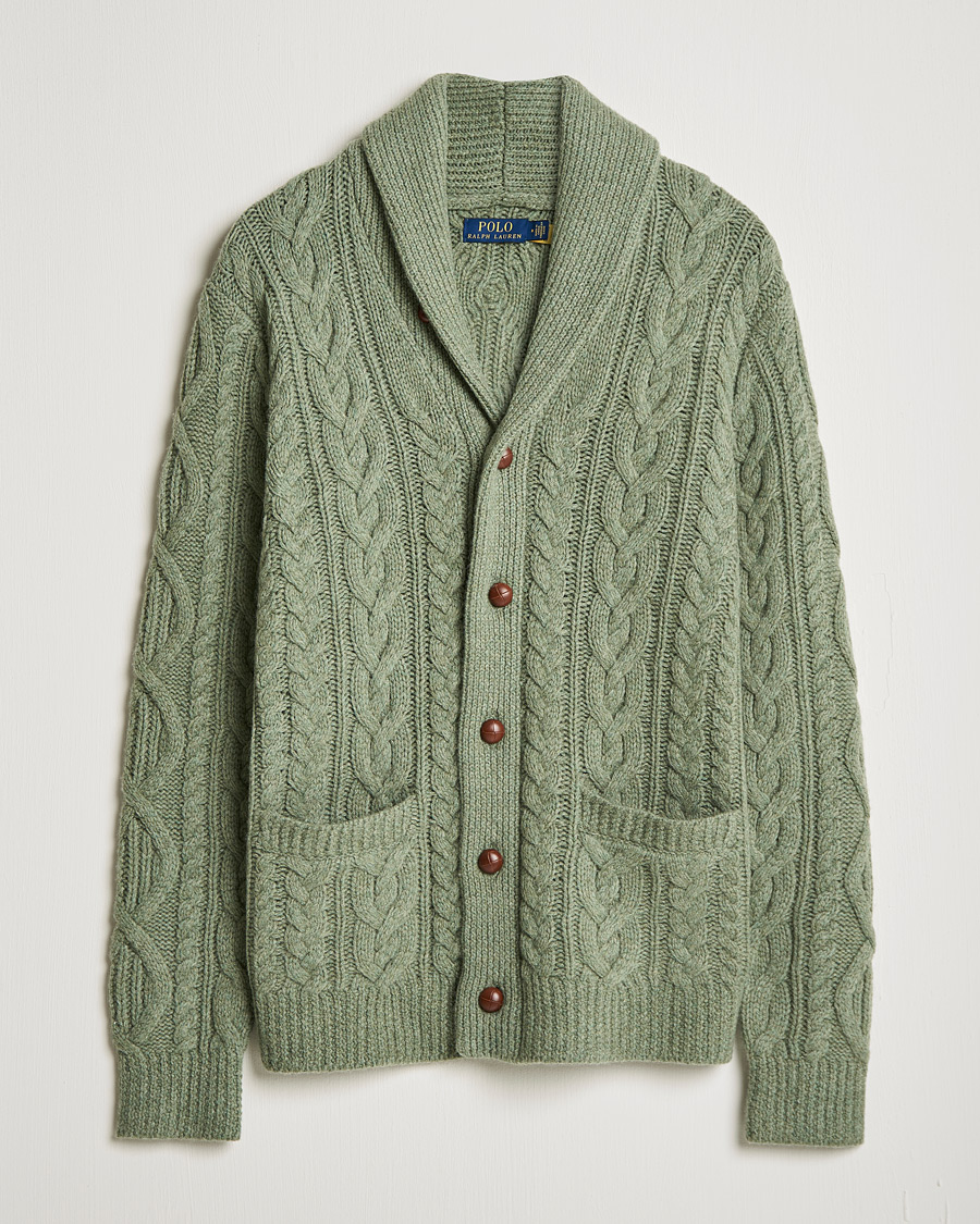 Hombres | Jerséis y prendas de punto | Polo Ralph Lauren | Wool/Cashmere Structured Cardigan Sage Blue Heather