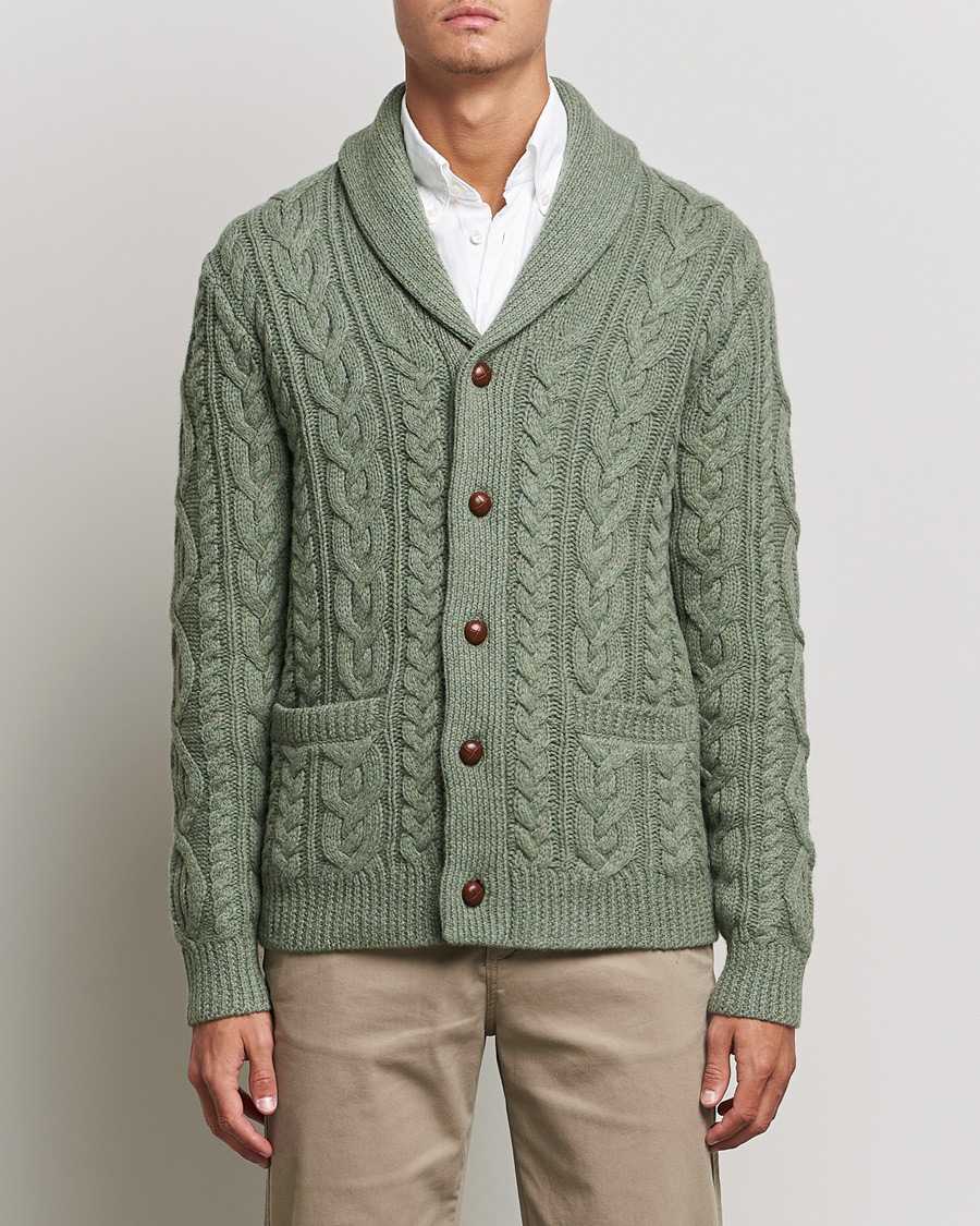 Hombres | Jerséis y prendas de punto | Polo Ralph Lauren | Wool/Cashmere Structured Cardigan Sage Blue Heather