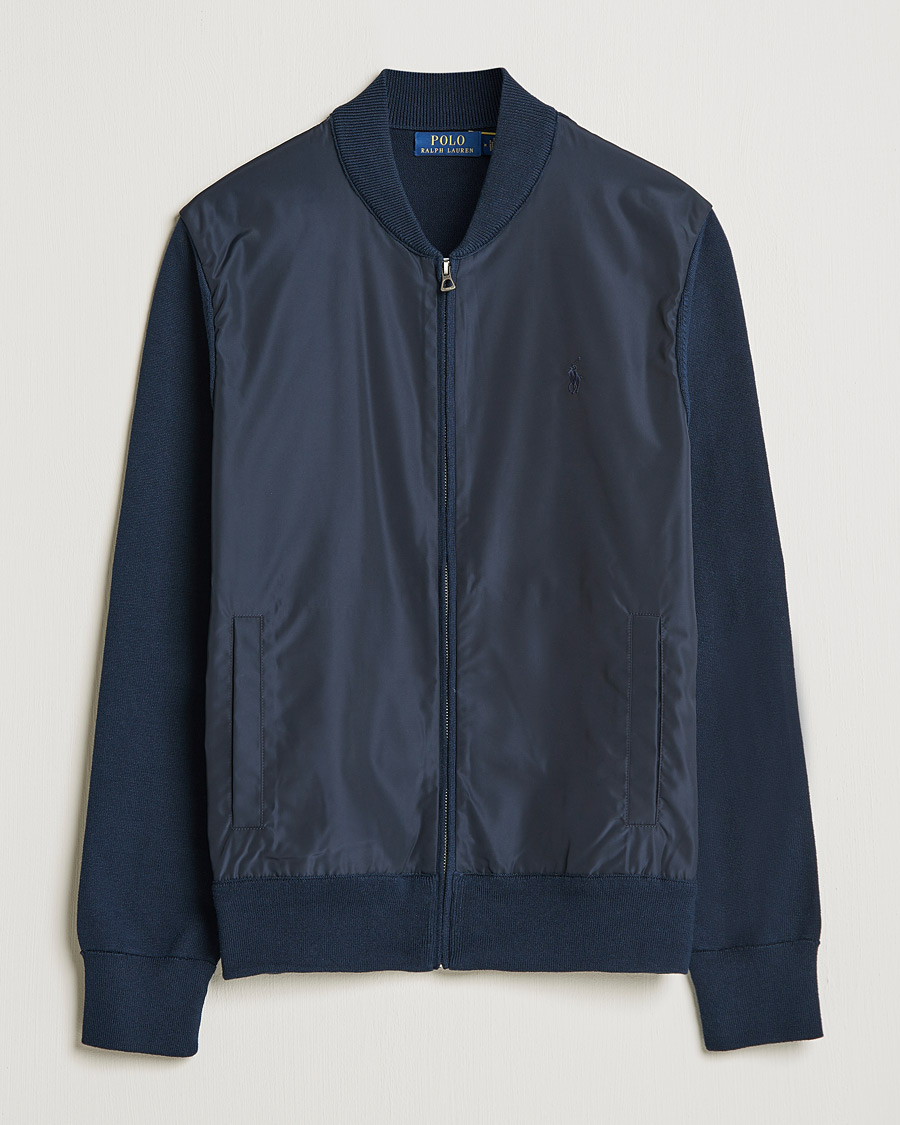 Hombres | Jerséis y prendas de punto | Polo Ralph Lauren | Cotton Hybrid Full-Zip Sweater Piper Navy
