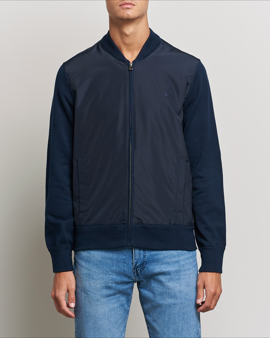 Hombres | Jerséis y prendas de punto | Polo Ralph Lauren | Cotton Hybrid Full-Zip Sweater Piper Navy