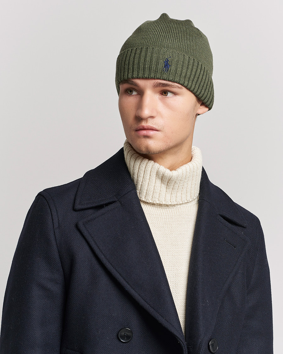 Hombres | Polo Ralph Lauren Merino Wool Beanie Army Olive Heather | Polo Ralph Lauren | Merino Wool Beanie Army Olive Heather