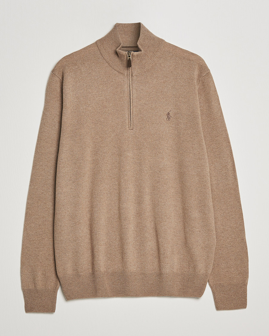 Hombres | Jerséis y prendas de punto | Polo Ralph Lauren | Merino Half Zip Sweater Honey Brown Heather