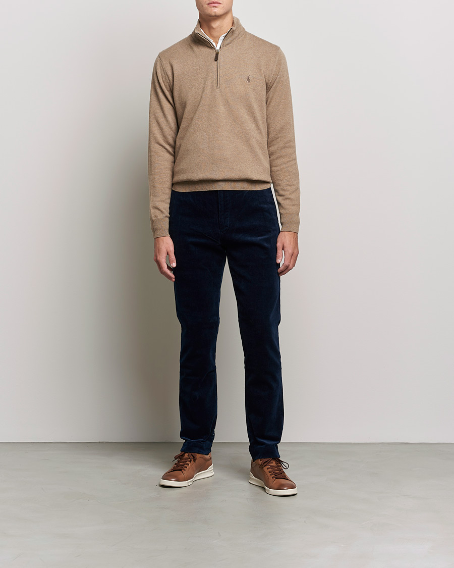 Hombres | Jerséis y prendas de punto | Polo Ralph Lauren | Merino Half Zip Sweater Honey Brown Heather