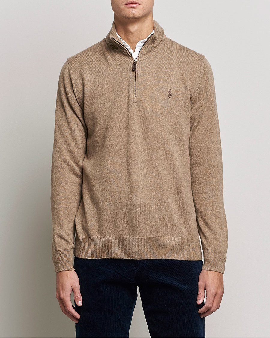 Hombres | Jerséis y prendas de punto | Polo Ralph Lauren | Merino Half Zip Sweater Honey Brown Heather
