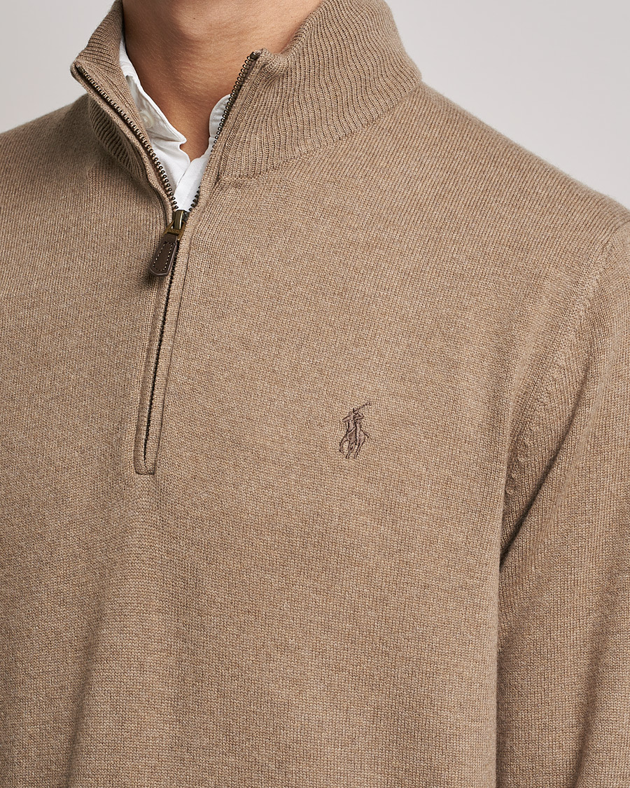 Hombres | Jerséis y prendas de punto | Polo Ralph Lauren | Merino Half Zip Sweater Honey Brown Heather