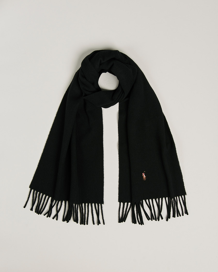 Hombres | Polo Ralph Lauren Signature Wool Scarf Black | Polo Ralph Lauren | Signature Wool Scarf Black