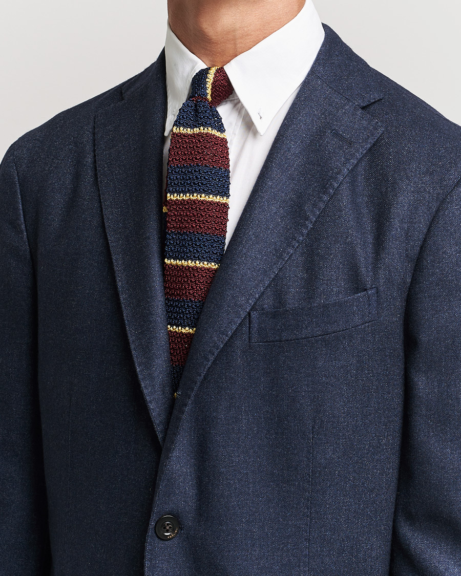 Hombres | Accesorios | Polo Ralph Lauren | Knitted Striped Tie Wine/Navy/Gold
