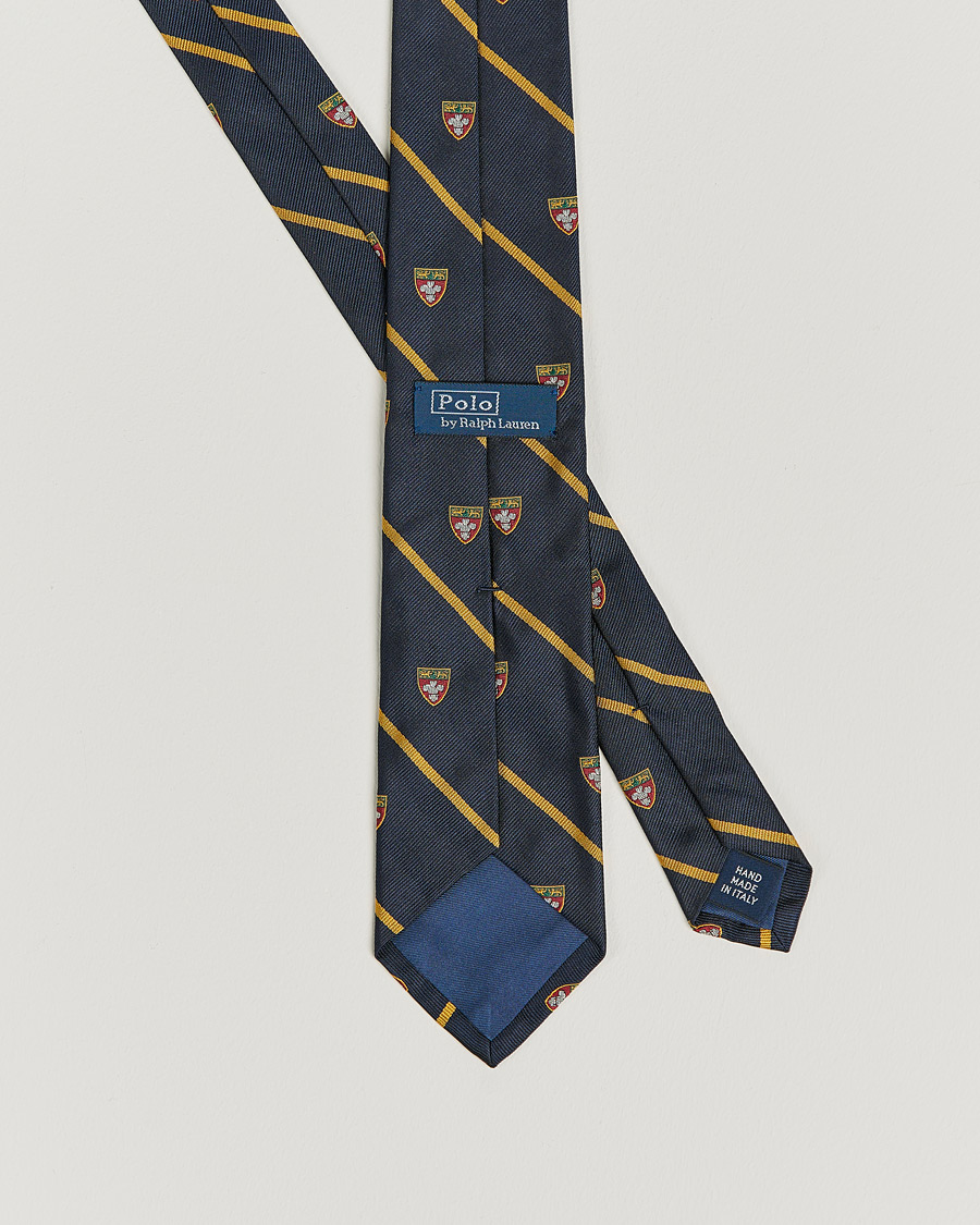 Hombres | Polo Ralph Lauren Crest Striped Tie Navy | Polo Ralph Lauren | Crest Striped Tie Navy