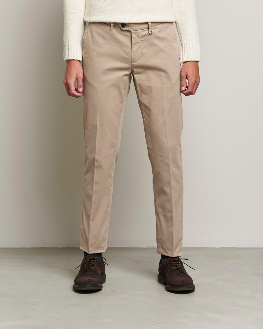 Hombres | Pantalones | Canali | Slim Fit Twill Cotton Chinos Beige