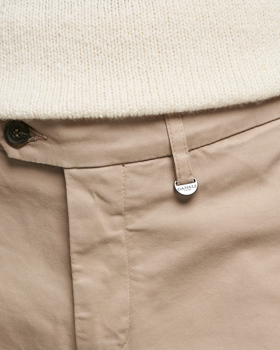 Hombres | Pantalones | Canali | Slim Fit Twill Cotton Chinos Beige